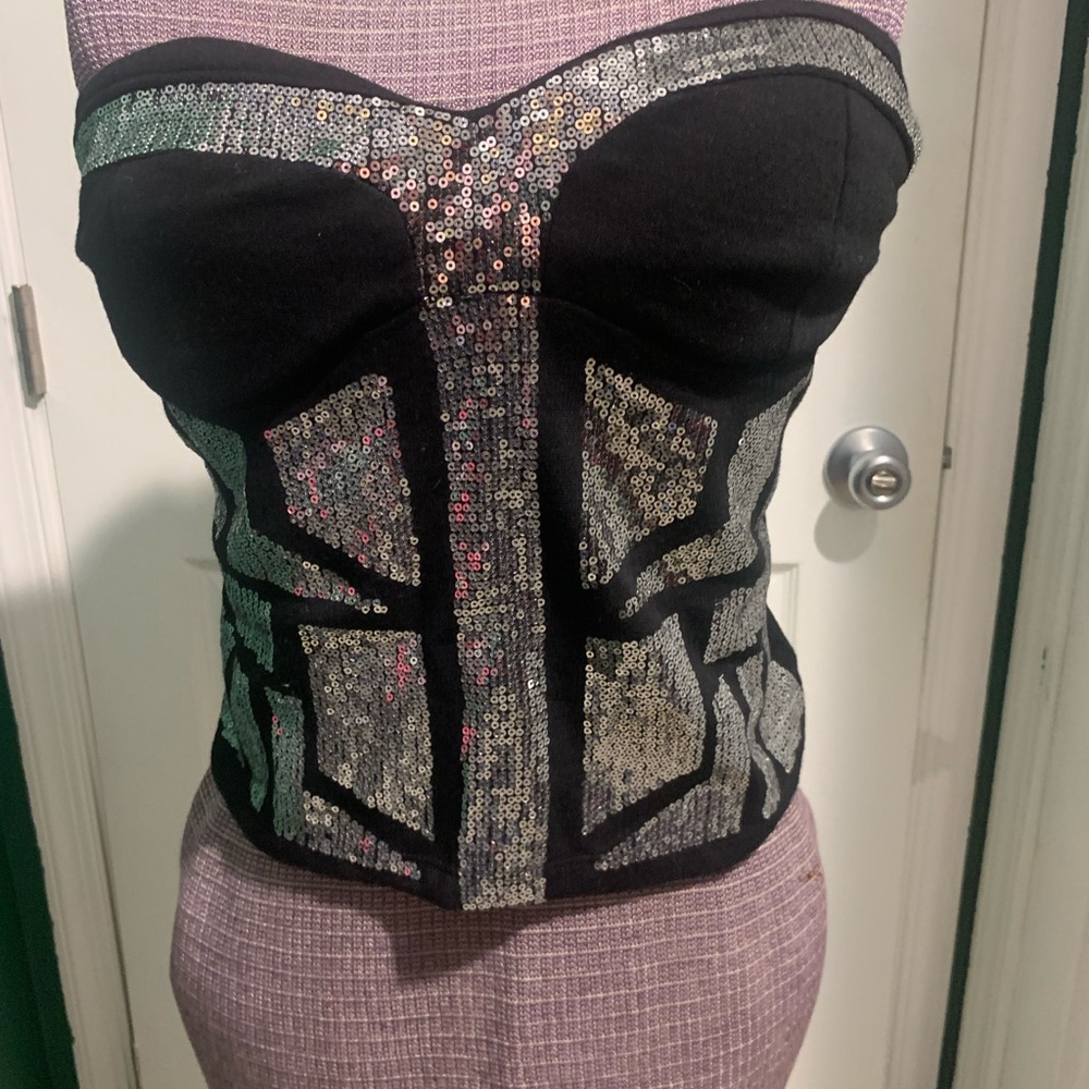 Body Central Black Strapless Sequin Bustier
